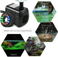 touker fountain pump with led lights - ultra-quiet submersible 🌊 water pump for indoor fountains, fish tanks, ponds, and bird baths логотип