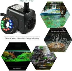 img 3 attached to Touker Fountain Pump with LED Lights - Ultra-Quiet Submersible 🌊 Water Pump for Indoor Fountains, Fish Tanks, Ponds, and Bird Baths