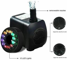 img 1 attached to Touker Fountain Pump with LED Lights - Ultra-Quiet Submersible 🌊 Water Pump for Indoor Fountains, Fish Tanks, Ponds, and Bird Baths