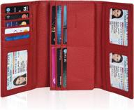 👛 rfid blocking leather wallet for women - checkbook wallet with credit card slots logo