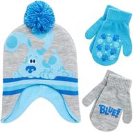 🧢 nickelodeon blue's clues winter hat set - 2 piece pom pom beanie and mittens, size age 2-4 logo