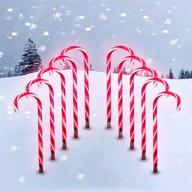 10 pack 21-inch christmas candy cane lights with stakes - outdoor pathway markers for xmas holiday party, walkway, patio, and garden decorations - 8 lighting modes included логотип