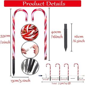 img 3 attached to 10 Pack 21-Inch Christmas Candy Cane Lights with Stakes - Outdoor Pathway Markers for Xmas Holiday Party, Walkway, Patio, and Garden Decorations - 8 Lighting Modes Included