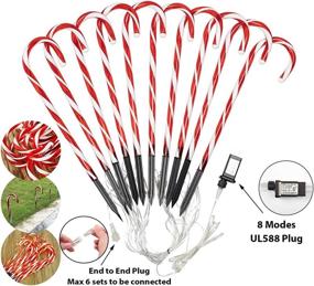 img 1 attached to 10 Pack 21-Inch Christmas Candy Cane Lights with Stakes - Outdoor Pathway Markers for Xmas Holiday Party, Walkway, Patio, and Garden Decorations - 8 Lighting Modes Included