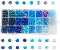 🔵 pandahall 648-720pcs/box blue mixed style round glass beads: 24 colors of 8mm handcrafted loose beads for diy jewelry making logo