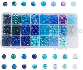 img 3 attached to 🔵 Pandahall 648-720pcs/box Blue Mixed Style Round Glass Beads: 24 Colors of 8mm Handcrafted Loose Beads for DIY Jewelry Making