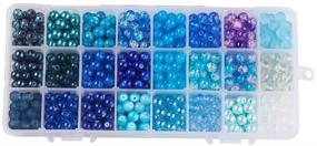 img 2 attached to 🔵 Pandahall 648-720pcs/box Blue Mixed Style Round Glass Beads: 24 Colors of 8mm Handcrafted Loose Beads for DIY Jewelry Making