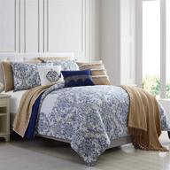 modern threads 10-piece comforter and coverlet set for queen bed, white and blue логотип