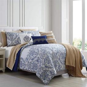 img 4 attached to Modern Threads 10-Piece Comforter and Coverlet Set for Queen Bed, White and Blue