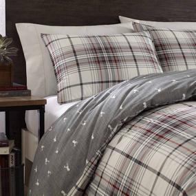 img 2 attached to 🛏️ Eddie Bauer Home Alder Collection Comforter Set - 100% Cotton, Plaid to Print Reversible - Queen, Charcoal