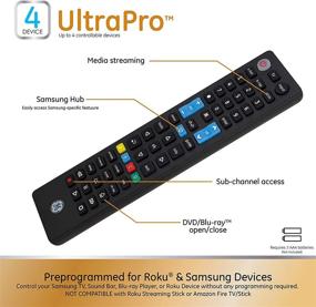 img 3 attached to 📱 GE Samsung Replacement Remote: Universal Control for Roku, Apple TV, Smart TV & More - 4 Device, Black 44235