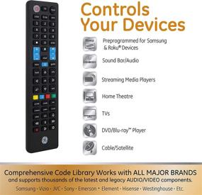 img 2 attached to 📱 GE Samsung Replacement Remote: Universal Control for Roku, Apple TV, Smart TV & More - 4 Device, Black 44235