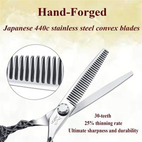 img 2 attached to ✂️ JASON 6" Reversible Blending Hair Scissors, 30 Teeth Professional Hair Thinning Trimming Shears with Carved Handle for Right-Handed Barber, Hairdresser, Stylist | Japanese 440C Stainless Steel