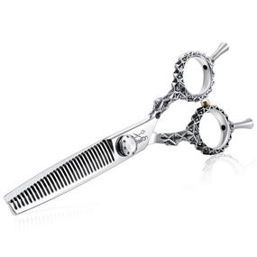 img 4 attached to ✂️ JASON 6" Reversible Blending Hair Scissors, 30 Teeth Professional Hair Thinning Trimming Shears with Carved Handle for Right-Handed Barber, Hairdresser, Stylist | Japanese 440C Stainless Steel