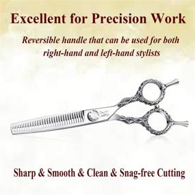 img 3 attached to ✂️ JASON 6" Reversible Blending Hair Scissors, 30 Teeth Professional Hair Thinning Trimming Shears with Carved Handle for Right-Handed Barber, Hairdresser, Stylist | Japanese 440C Stainless Steel