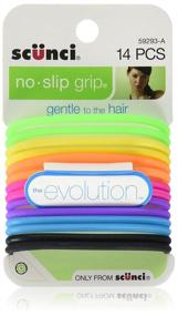 img 1 attached to 💇 Scunci The Evolution No Slip Grip Hair Ties - Ассортимент цветов, 14 шт