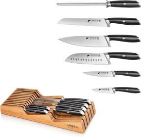 img 3 attached to 🔪 Saveur Selects German Steel Forged 6-Piece Knife Set with Bamboo In-Drawer Storage Knife Block - Model 1026306