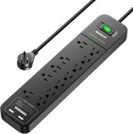 🔌 nekteck flat plug surge protector with usb port & 12 ac outlets - black logo