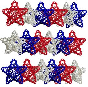 img 4 attached to 🔵 18pcs Patriotic Stars Decorative Rattan Balls for 4th of July Independence Day Party Hanging Decorations & Home Decor - Red White Blue Wicker Pentagram Ornaments, 2.36 Inch