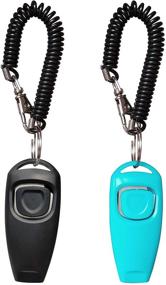 img 4 attached to 🐾 Enhance Your Pet Training: HoAoOo Pet Training Clicker Whistle with Wrist Strap - Black + Blue Dog Training Clickers