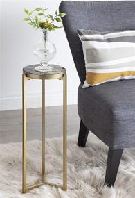 img 1 attached to 🍸 Kate and Laurel Aguilar Glam Drink Table - Gold, 8x8x23 inches - Transitional Tea Table, Plant Stand & Agate Tabletop