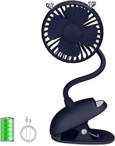 img 4 attached to 🔵 Zonsk Portable Mini USB Fan Battery Operated with Flexible Neck - Clip-On Stroller Fan for Carset, Desktop, Home, Dorm, Office, Outdoor & Indoor Use (Blue)