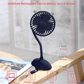 img 2 attached to 🔵 Zonsk Portable Mini USB Fan Battery Operated with Flexible Neck - Clip-On Stroller Fan for Carset, Desktop, Home, Dorm, Office, Outdoor & Indoor Use (Blue)