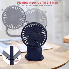 img 3 attached to 🔵 Zonsk Portable Mini USB Fan Battery Operated with Flexible Neck - Clip-On Stroller Fan for Carset, Desktop, Home, Dorm, Office, Outdoor & Indoor Use (Blue)