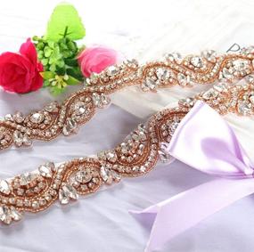 img 2 attached to Wedding Belt Rhinestone Applique Crystal Women's Accessories