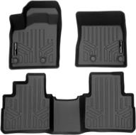 🚗 enhance your nissan rogue's interior with smartliner sa0540/b0540 custom fit all weather black floor mat liner set - perfect for 2021 models (excludes sport models) logo