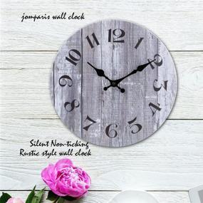 img 2 attached to 🕰️ Vintage Gray Wooden Wall Clock - Silent Non-Ticking Quartz Battery Operated-10 Inch