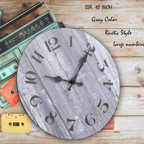 img 3 attached to 🕰️ Vintage Gray Wooden Wall Clock - Silent Non-Ticking Quartz Battery Operated-10 Inch