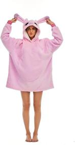 img 4 attached to 🧥 Unisex Super Cozy Wearable Oversized Blanket Sweatshirt with Hood, One Size - Perfect for Men and Women