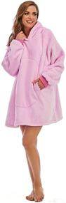 img 2 attached to 🧥 Unisex Super Cozy Wearable Oversized Blanket Sweatshirt with Hood, One Size - Perfect for Men and Women