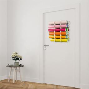 img 2 attached to 🔹 Wall-Mounted Vinyl Roll Holder for Craft Room - Store and Organize 18 Vinyl Rolls with Rubber Bands Included