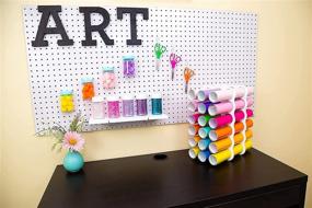 img 1 attached to 🔹 Wall-Mounted Vinyl Roll Holder for Craft Room - Store and Organize 18 Vinyl Rolls with Rubber Bands Included