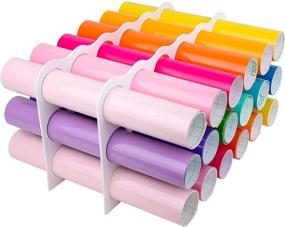 img 3 attached to 🔹 Wall-Mounted Vinyl Roll Holder for Craft Room - Store and Organize 18 Vinyl Rolls with Rubber Bands Included