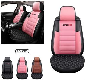 img 2 attached to 🚘 SuperVibe Auto Faux Leather Front Car Seat Covers - Universal Fit for F150 Silverado Sierra Equinox Fusion Elantra Sonata CRV Accord Rogue Jeep Wrangler Renegade Civic Fit: Enhanced Comfort and Versatile Protection