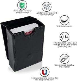 img 1 attached to 🃏 Stylish Luck Lab Single Deck Leather Playing Card Case/Holder in Black - Ideal for Poker and Bridge Size Cards