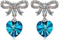 💙 qianse blue heart crystal earrings for women - hypoallergenic jewelry gifts for her, ideal for wife, girlfriend, teen girls - perfect for christmas, birthdays, and special occasions logo