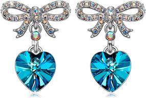 img 2 attached to 💙 QIANSE Blue Heart Crystal Earrings for Women - Hypoallergenic Jewelry Gifts for Her, Ideal for Wife, Girlfriend, Teen Girls - Perfect for Christmas, Birthdays, and Special Occasions