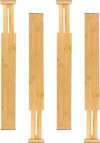 img 4 attached to 📦 Efficiently Organize Your Space with FGRANCE 4 Pack Bamboo Drawer Dividers - Adjustable & Expandable Organizer for Kitchen, Dresser, Bedroom, Baby Drawer, Bathroom & Office (Set of 4, 17-22 in, Natural)