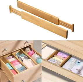 img 3 attached to 📦 Efficiently Organize Your Space with FGRANCE 4 Pack Bamboo Drawer Dividers - Adjustable & Expandable Organizer for Kitchen, Dresser, Bedroom, Baby Drawer, Bathroom & Office (Set of 4, 17-22 in, Natural)