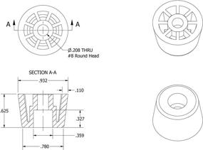 img 2 attached to 🦶 Set of 4 American-Made Medium Extra Tall Round Rubber Foot Bumpers - Size: .625 Inch H X .932 Inch D