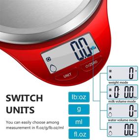 img 2 attached to NUTRIFIT Digital Kitchen Food Scale - High Accuracy Multifunction Baking & Cooking Scale with Wide Stainless Steel Platform, LCD Display, Tare & Auto Off Function (Red)