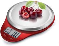 nutrifit digital kitchen food scale - high accuracy multifunction baking & cooking scale with wide stainless steel platform, lcd display, tare & auto off function (red) logo