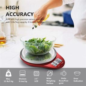 img 3 attached to NUTRIFIT Digital Kitchen Food Scale - High Accuracy Multifunction Baking & Cooking Scale with Wide Stainless Steel Platform, LCD Display, Tare & Auto Off Function (Red)