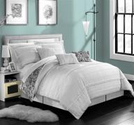 🛏️ chic home elle king size 7-piece bedding set in white logo