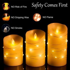 img 3 attached to 🕯️ Artmory Flameless Candles Flickering with String Lights: Battery Operated, Real Wax Electric Fake Candles Set with Remote Control Timer - Home Decor Ivory White Pack of 3