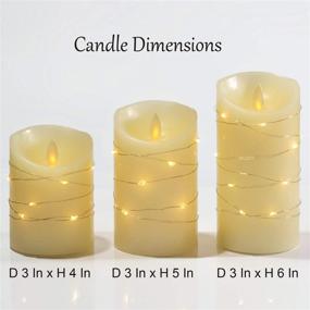 img 2 attached to 🕯️ Artmory Flameless Candles Flickering with String Lights: Battery Operated, Real Wax Electric Fake Candles Set with Remote Control Timer - Home Decor Ivory White Pack of 3